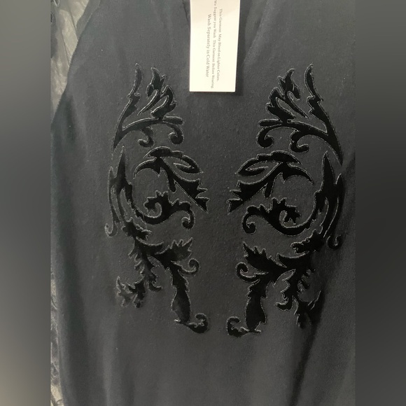 Colleen Lopez Elegant Black Blouse with Sheer Embroidery - Picture 6 of 9